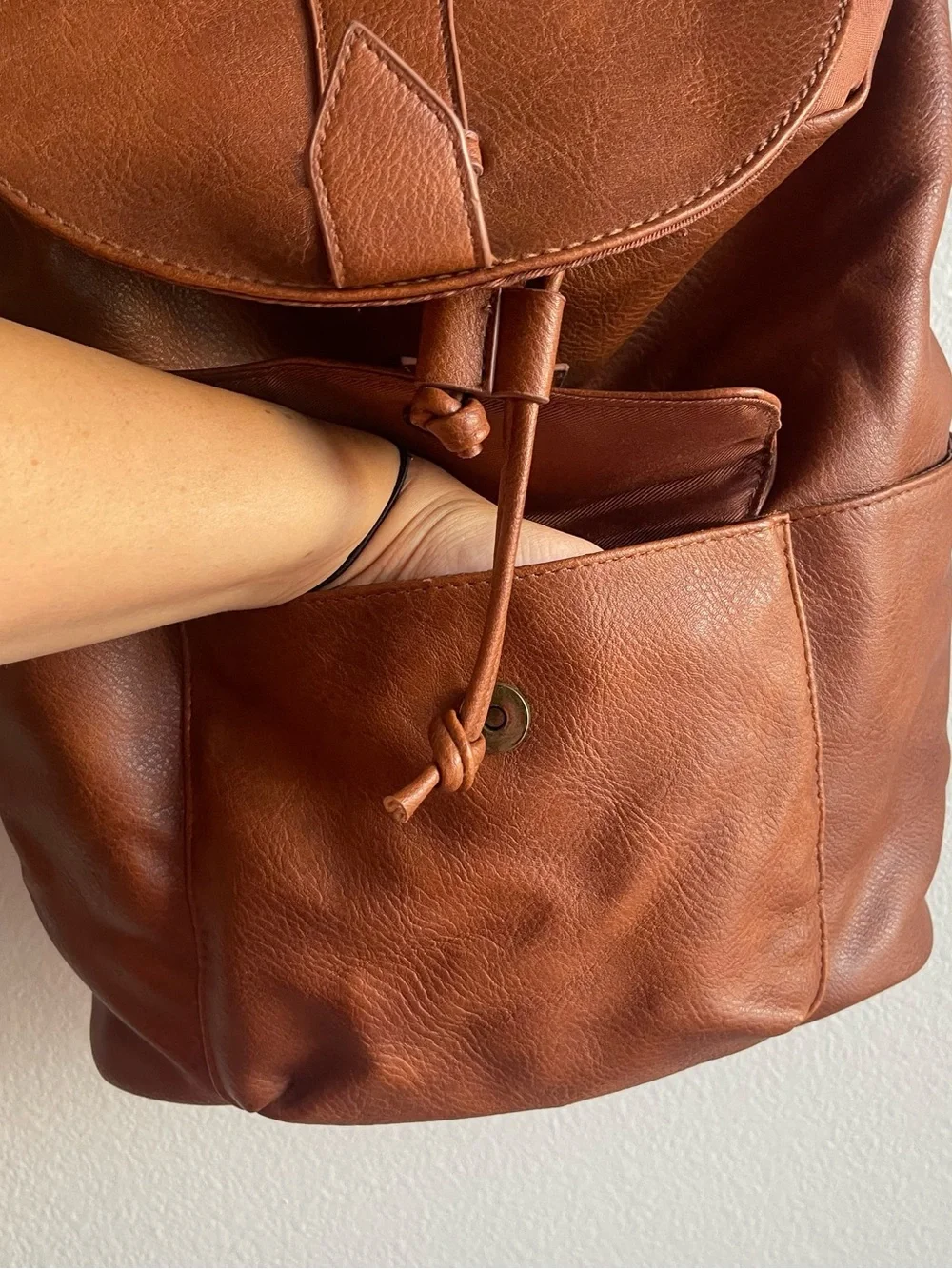 Brown Leather Backpack - Classic Casual Daypack